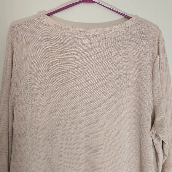 Calvin Klein Pink Silver Glitter Shimmer Asymmetrical Tunic Top XL - Picture 11 of 13